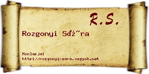 Rozgonyi Sára névjegykártya